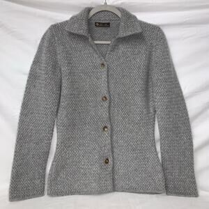 Loro Piana Women’s 100% Cashmere Collared Knit Sweater Light Grey Size 42